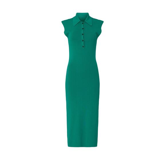 A.L.C. Taylor Knit Green Sleeveless Collared Midi Dress Size XS - Picture 6 of 13